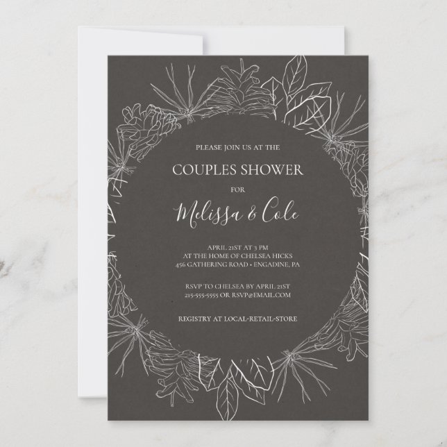 Rustic Winter | Charcoal Couples Shower Invitation (Front)