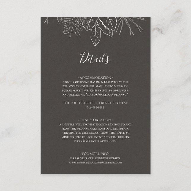 Rustic Winter | Charcoal Details Enclosure Card (Front)