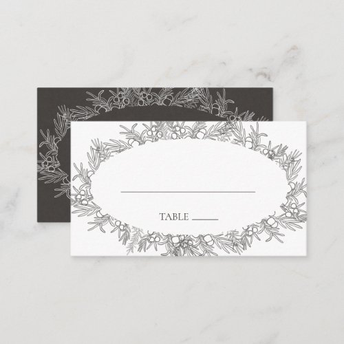 Rustic Winter  Charcoal Flat Wedding Place Card