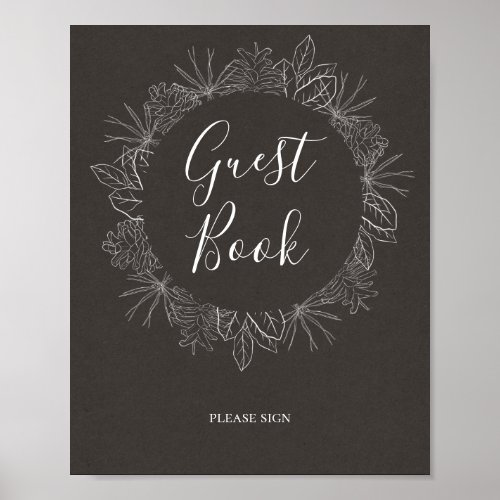 Rustic Winter  Charcoal Guest Book Sign