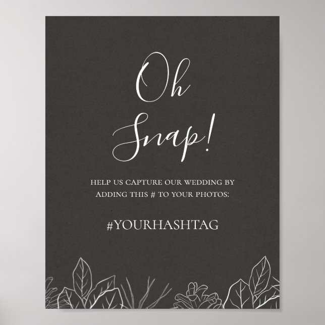 Rustic Winter | Charcoal Oh Snap Hashtag Sign (Front)