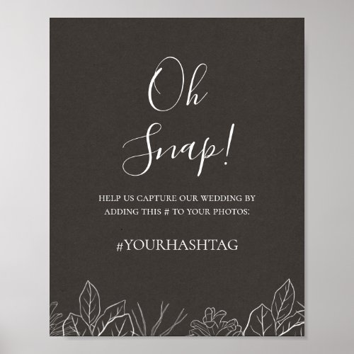 Rustic Winter  Charcoal Oh Snap Hashtag Sign