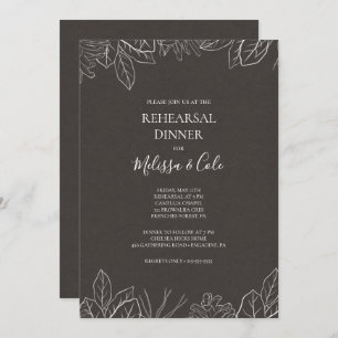 Rustic Winter   Charcoal Rehearsal Dinner Invitation