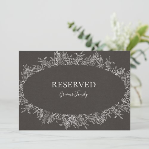 Rustic Winter  Charcoal Reserved Sign