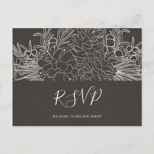 Rustic Winter Charcoal Song Request RSVP Postcard