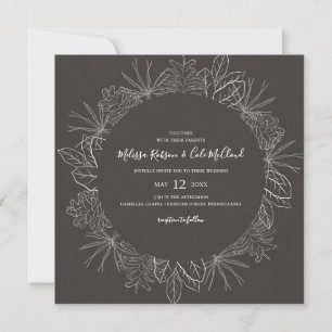 Rustic Winter Charcoal Square Wedding Invitation