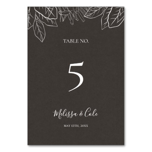 Rustic Winter  Charcoal Table Number