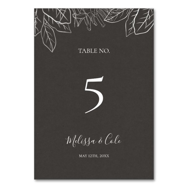 Rustic Winter | Charcoal Table Number (Front)