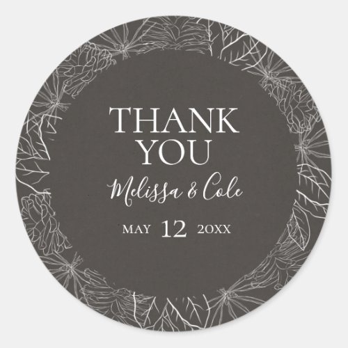 Rustic Winter  Charcoal Thank You Favor Sticker