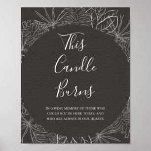 Rustic Winter Charcoal This Candle Burns Wedding Poster
