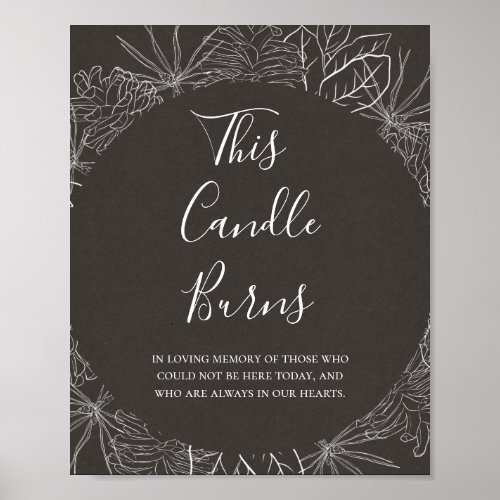 Rustic Winter  Charcoal This Candle Burns Wedding Poster