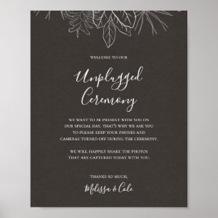Rustic Winter   Charcoal Unplugged Ceremony Sign