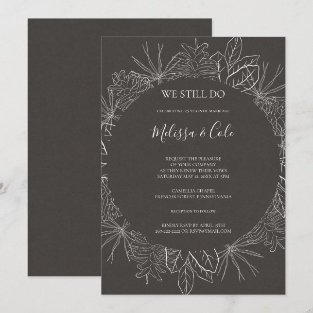 Rustic Winter | Charcoal We Still Do Vow Renewal Invitation (Front/Back)