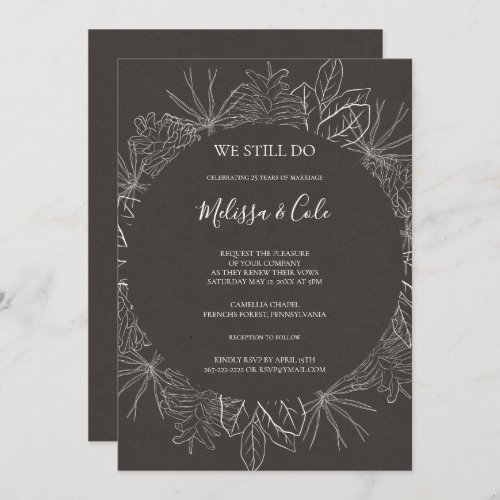 Rustic Winter  Charcoal We Still Do Vow Renewal Invitation