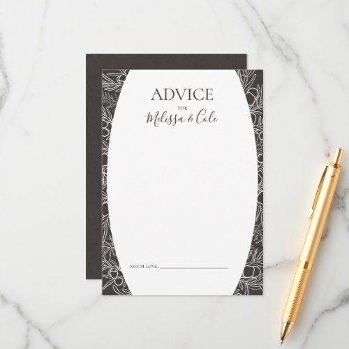 Rustic Winter  Charcoal Wedding Advice Card