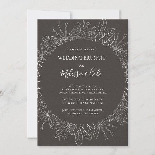 Rustic Winter  Charcoal Wedding Brunch Invitation