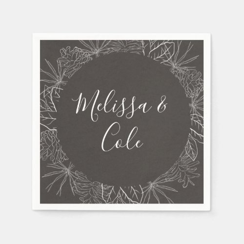 Rustic Winter  Charcoal Wedding Napkins