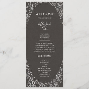 Rustic Winter Charcoal Wedding Program