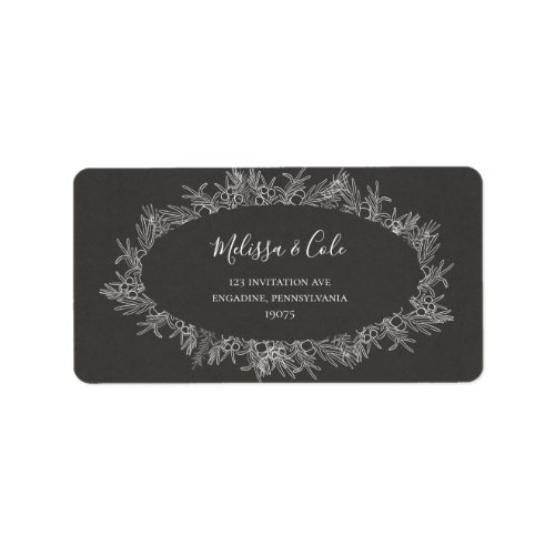 Rustic Winter Charcoal Wedding RSVP Address Labels