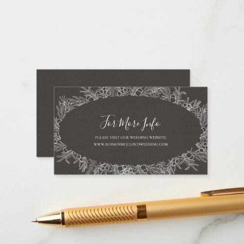 Rustic Winter  Charcoal Wedding Website Enclosure Card