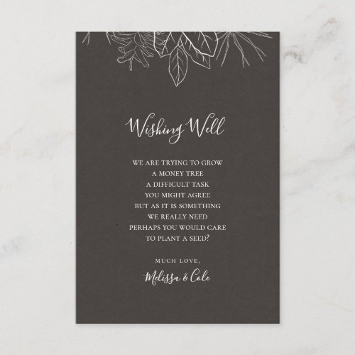Rustic Winter  Charcoal Wedding Wishing Well Card