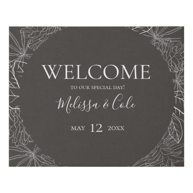 Rustic Winter | Charcoal Welcome Faux Canvas Print (Front)