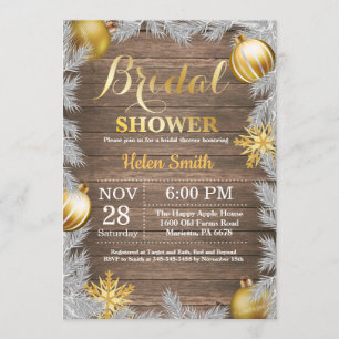 Rustic Winter Christmas Bridal Shower Invitation