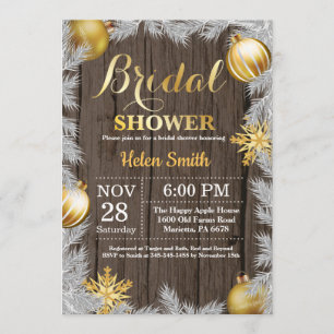 Rustic Winter Christmas Bridal Shower Invitation