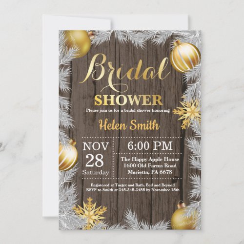 Rustic Winter Christmas Bridal Shower Invitation