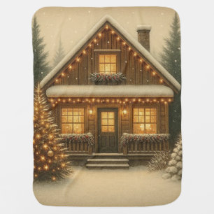 Rustic, winter/Christmas cabin Baby Blanket