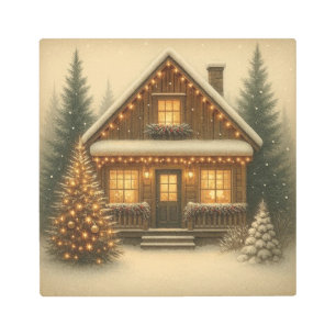 Rustic, winter/Christmas cabin Metal Print