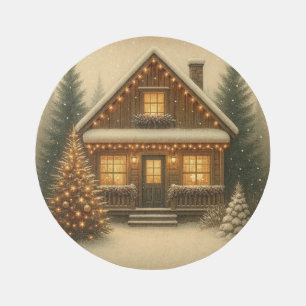 Rustic, winter/Christmas cabin Outdoor Rug