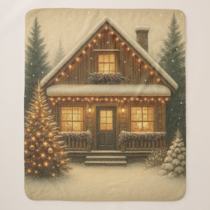 Rustic, winter/Christmas cabin Sherpa Blanket