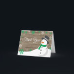 Rustic Winter Christmas Green Snowman Thank You Card<br><div class="desc">Rustic Winter Christmas Green Snowman Thank You Card</div>