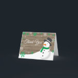 Rustic Winter Christmas Green Snowman Thank You Card<br><div class="desc">Rustic Winter Christmas Green Snowman Thank You Card</div>