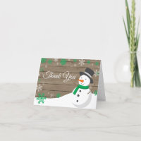Rustic Winter Christmas Green Snowman