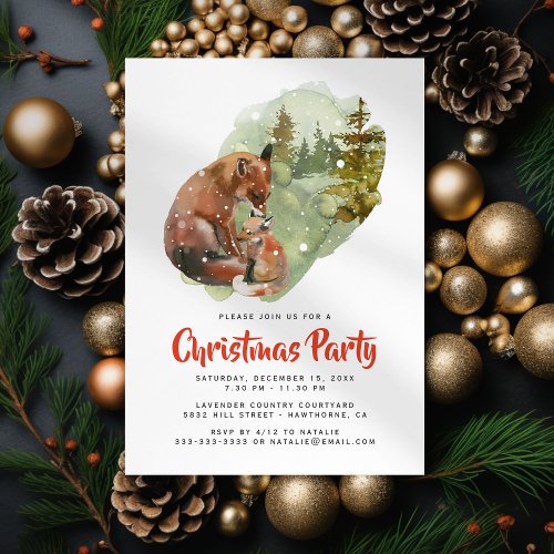 Rustic Winter Christmas Holiday Party Invitation