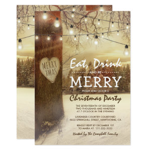 Rustic Winter Christmas Holiday Themed Party Invitation