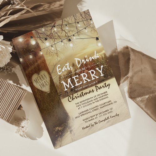 Rustic Winter Christmas Holiday Themed Party Invitation