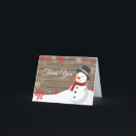 Rustic Winter Christmas Red Snowman Thank You Card<br><div class="desc">Rustic Winter Christmas Red Snowman Thank You Card</div>