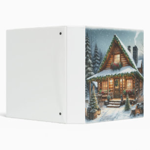 Rustic Winter/Christmas snowy cabin 3 Ring Binder