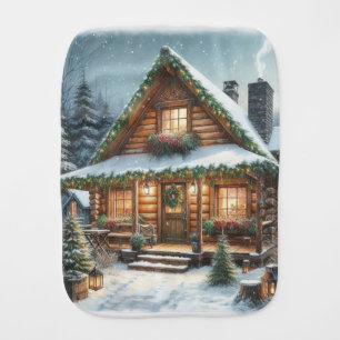 Rustic Winter/Christmas snowy cabin Baby Burp Cloth