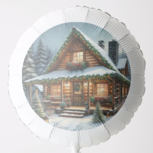 Rustic Winter/Christmas snowy cabin Balloon