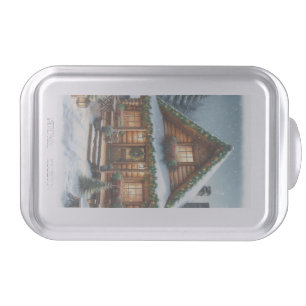 Rustic Winter/Christmas snowy cabin Cake Pan