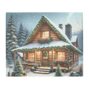 Rustic Winter/Christmas snowy cabin Metal Print