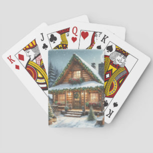 Rustic Winter/Christmas snowy cabin Poker Cards