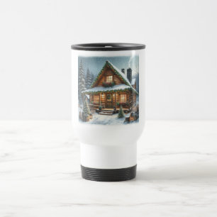 Rustic Winter/Christmas snowy cabin Travel Mug