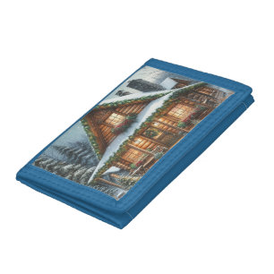Rustic Winter/Christmas snowy cabin Tri-fold Wallet