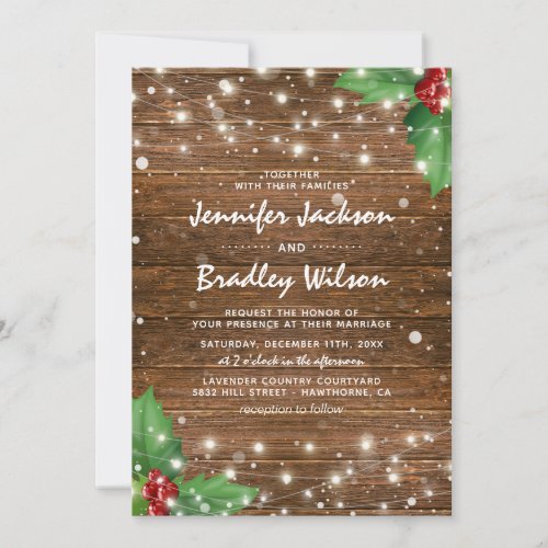 Rustic Winter Christmas Themed Wedding Invitation