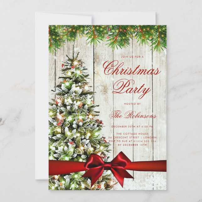 Rustic Winter Christmas Tree Invite Program Menu (Front)